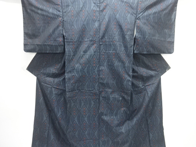 JAPANESE KIMONO / DORO OSHIMA TSUMUGI / WOVEN WAVY STRIPE